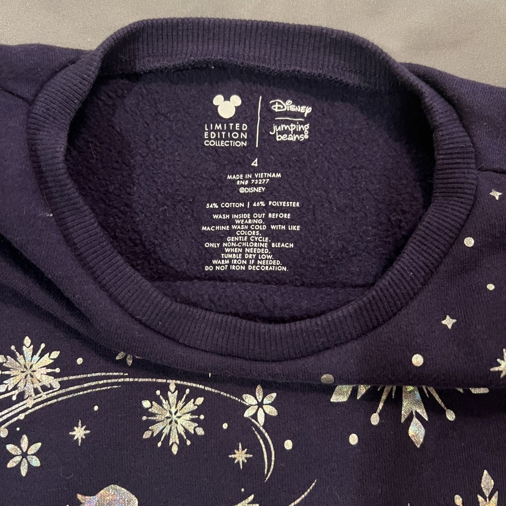 Disney Jumping Beans Frozen Elsa Sweatshirt Navy Blue Silver Foil Snowflake 4
